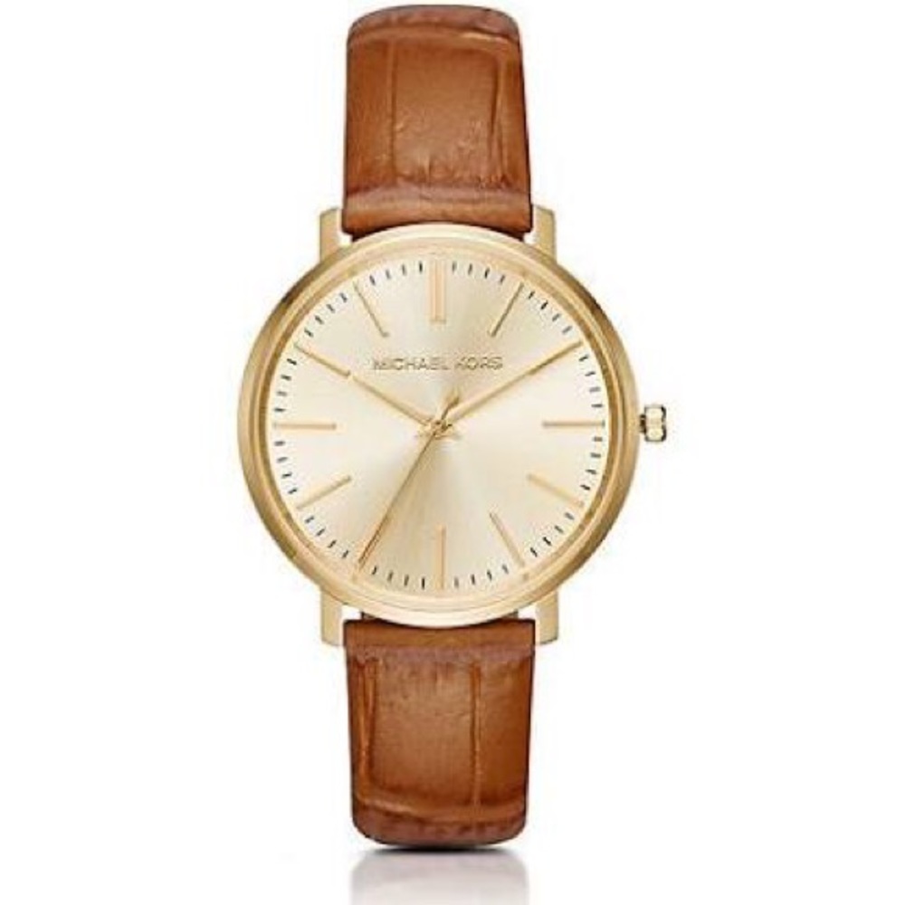 New With Tags MK Jaryn Gold Brow Leather Watch
